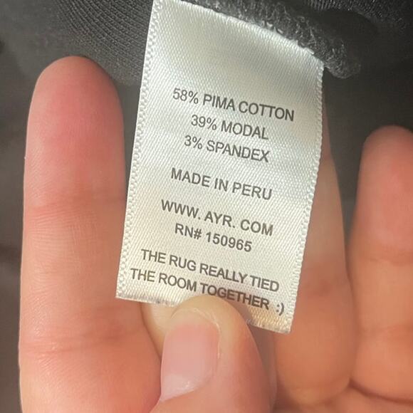 AYR The High Hopes Pants Flare Wide Leg Black Medium Pull On Pima Cotton Blend - Picture 4 of 10